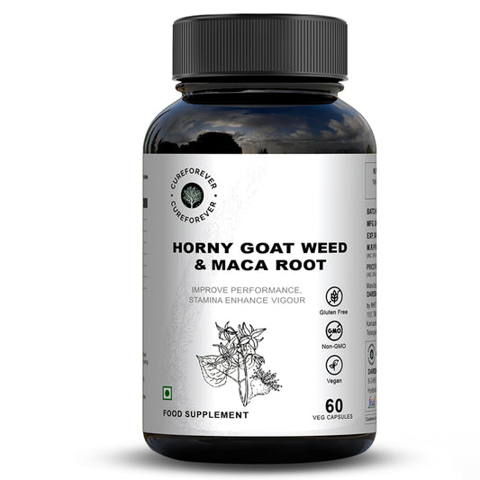 CUREFOREVER Horney Goat Weed, Maca Root & Safed Musli Extract | Safed Musli Capsules for Stamina and Performance - Maca Root to Enhance Vigour - 60 Capsules