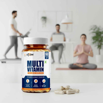 AS-IT-IS Nutrition ATOM Daily Multivitamin for Men & Women, 60 Capsules | Powerful Blend of 31 Vital Nutrients - Vitamins, Minerals, Herbal extracts & Probiotic for Enhancing Energy, Stamina & immunity| Supports Bone, Skin & Overall Health