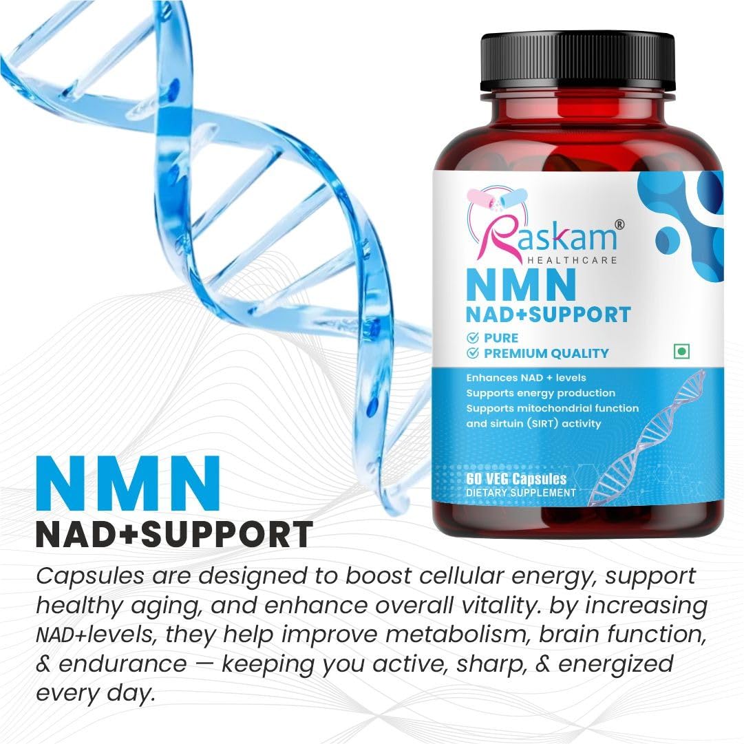 Raskam NMN 500mg Capsules – 60 Capsules