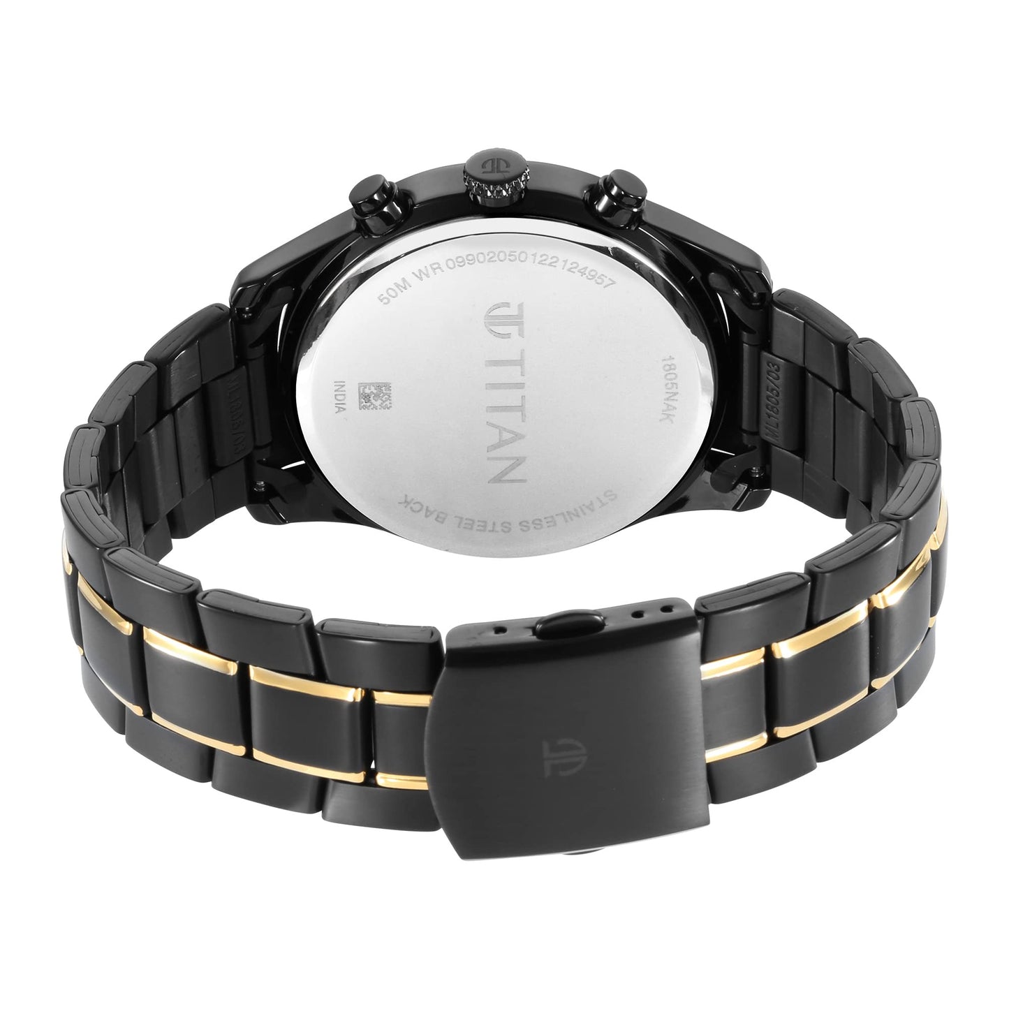 Titan Classique Quartz Analog Black Dial Two Toned Black and Gold Stain- image 4