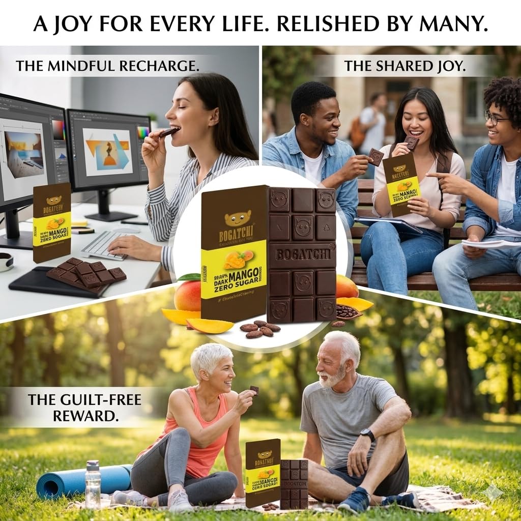 BOGATCHI Dark Chocolate 99%| Mango | Real Cocoa Intense Dark Chocolate, 60 gm