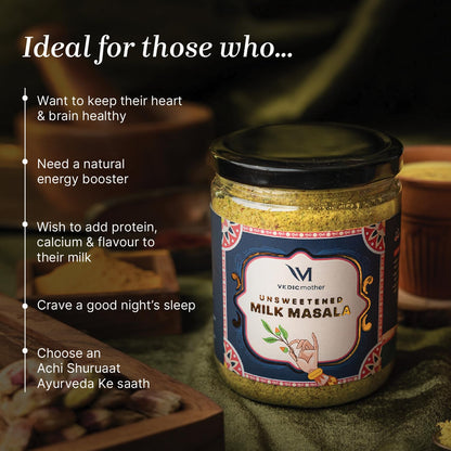 Vedic Mother Homemade Milk Masala 100gm | Premium Homemade With Real Dry Fruits and Saffron | Packed With Vitamins and Nutrients That Our Body Needs | 100% Natural Ayurvedic Touch