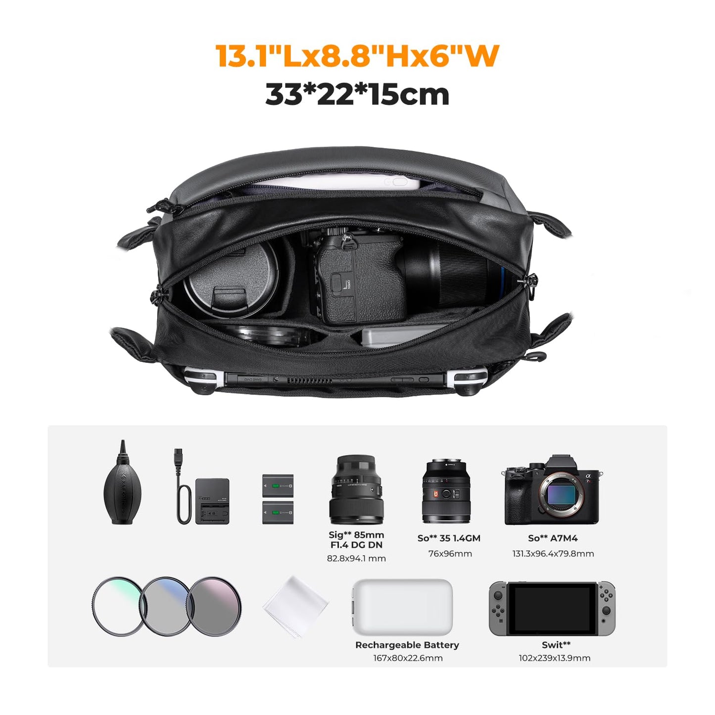 K&F Concept 2 in 1 Sling Bag & Multifunction Photography Crossbody Camera DSLR Backpack Portable Bag