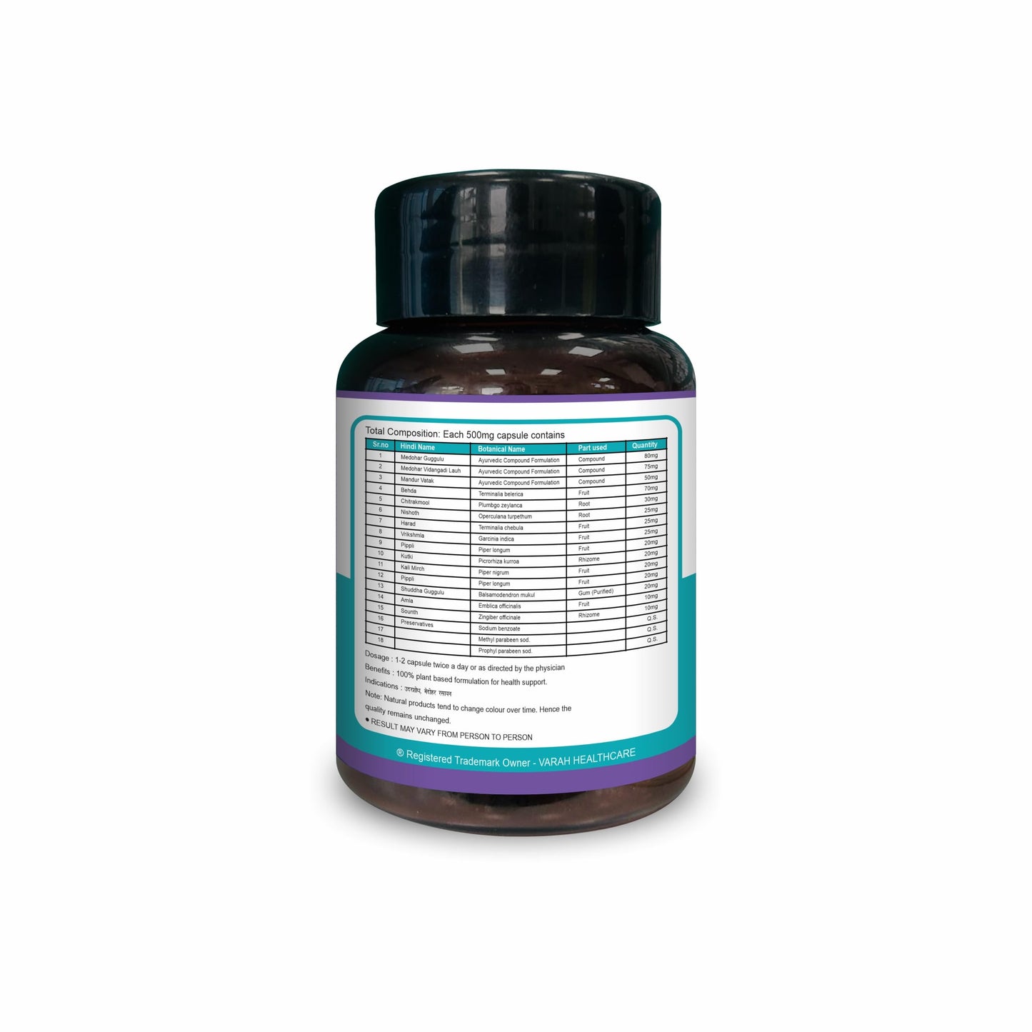 VARAH HEALTHCARE Herbal Slim Capsules - Natural Weight Management Formula | 60 Capsules | Supports Healthy Weight Loss & Metabolism