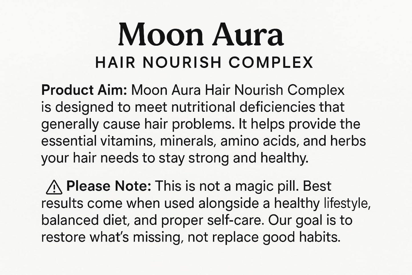 Moon Aura Hair Nourish Complex | Biotin for Hair with Amla, Silica, Vitamins, Amino Acids | Hair Supplement for Women & Men | 60 Veg Capsules