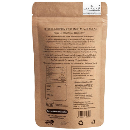 Laajawab Hot & Sweet Barbeque Marinade Rub For Superfast & Delicious Bbq, Grill Chicken Preparation | Natural Spices, Get Tender & Juicy Chicken In 10 Mins, 130 gram