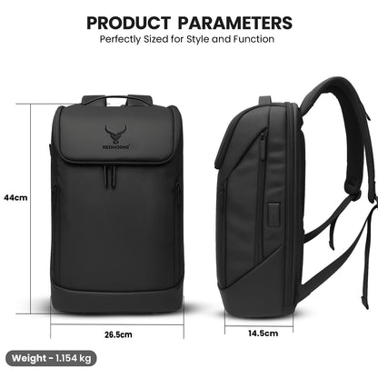 REDHORNS Velocity 15.6” Unisex Laptop Bag Anti-Theft, Water-Resistant 27L with USB Charging and 3 digit lock for College, Travel, School Backpack Men & Women
