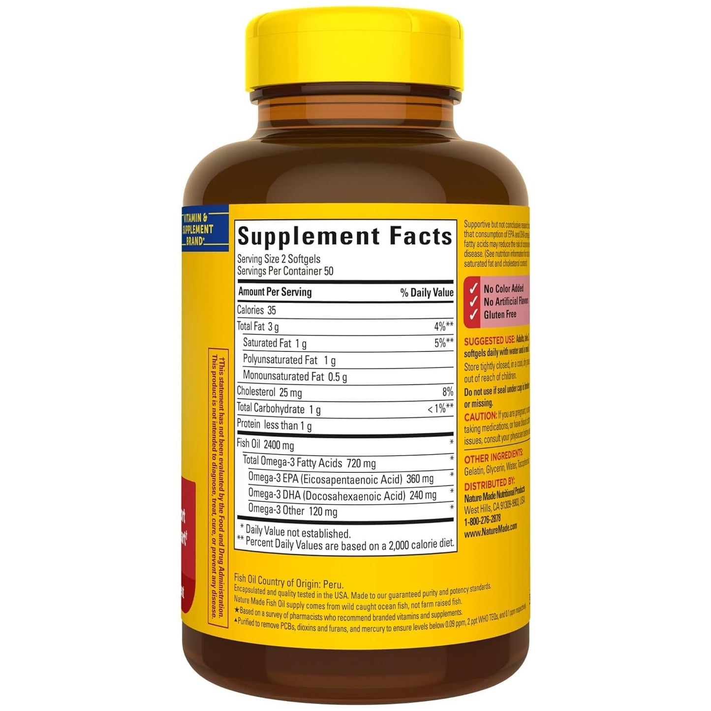 Nature Made Fish Oil 1200mg Omega 3 360mg - 100 Count