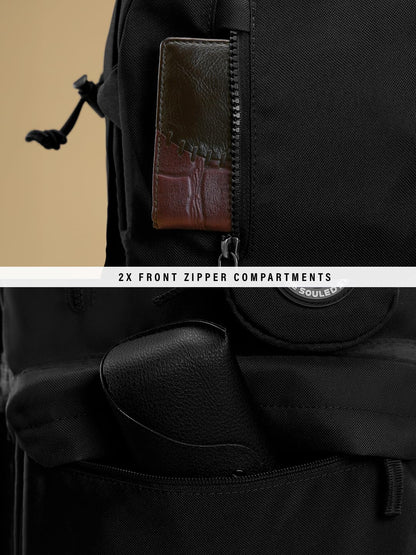 The Souled Store Nimbus: Phantom Backpacks | Sleek All-Black Urban Laptop Bag | Water-Resistant Multi-Compartment Travel Bag for Men & Women | Lightweight Durable College & Office Rucksack
