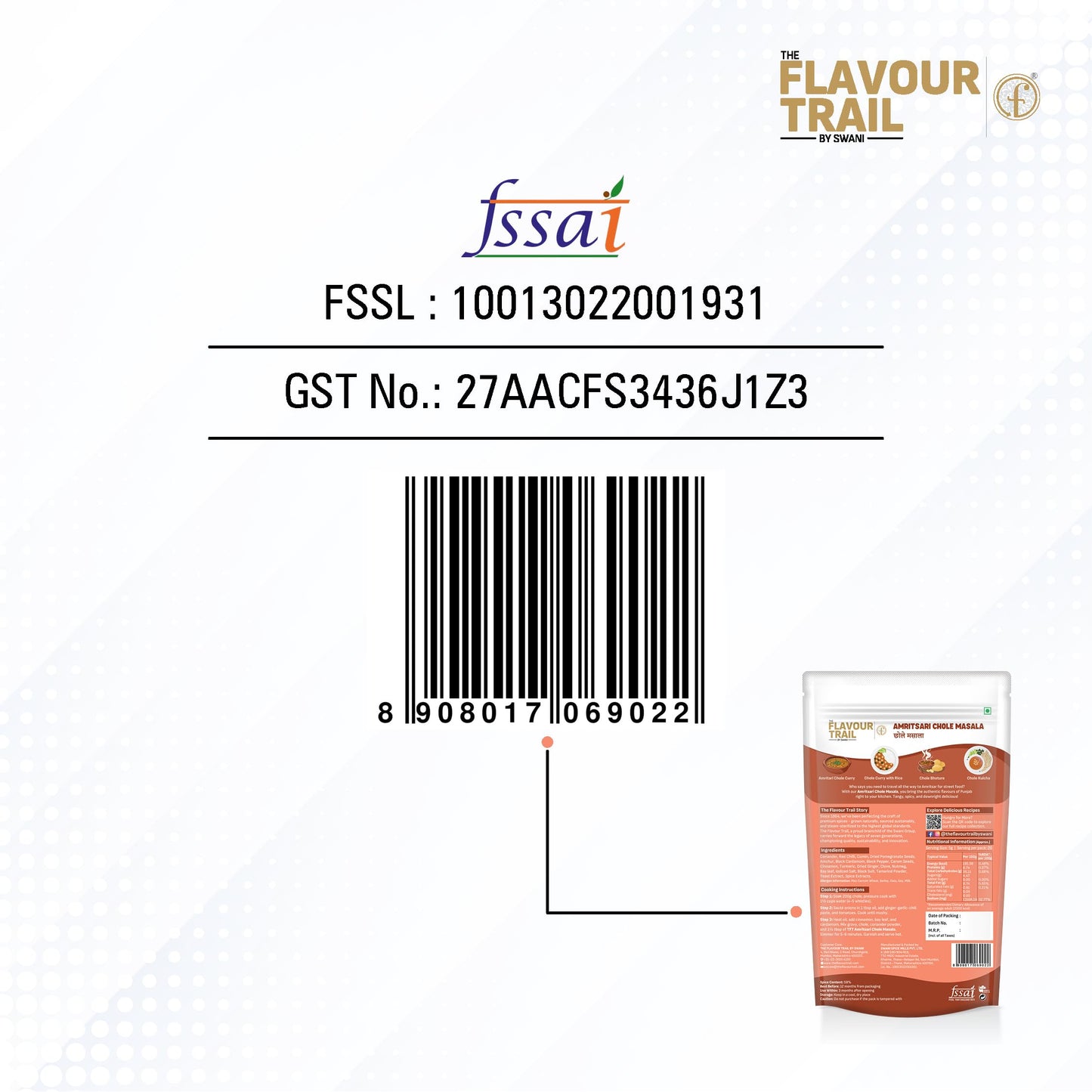 The Flavour Trail Pure & Natural Amritsari Chole Masala| No Nasties| Natural & Pure| No Preservatives| 100gm