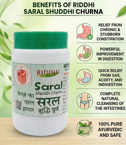 Saral Shuddhi Churna for Relief in Severe Constipation, Acidity and Gas, Plant Based Natural Constipation Solution, Clinically Proven, Herbal, Strong – (250 Gm)