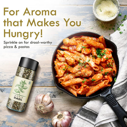SPRIG Basil Herb | Basil Seasoning for Italian Cuisine| Basil Spice Sprinkler | Basil Flakes for Pizzas & Pastas | Make Basil Pesto | Crushed Basil Leaves for Cooking | No Preservatives No MSG | 7gm