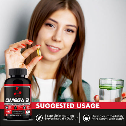 Mypro Sport Nutrition Omega 3 Fish Oil-60-Capsule (1000mg Omega 3 with 550 mg EPA & 350 mg DHA), for Brain, Heart, Eyes,and Joints Health For Men And Women