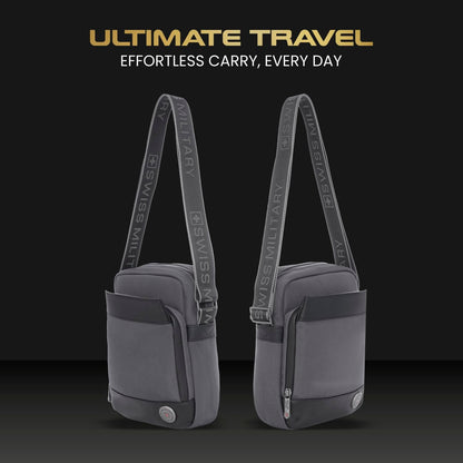 SWISS MILITARY Popper Sling Bag 5L | Cross Body Side Bag with Buckle Closure | Anti Theft Chest Bag | Easy to Carry Bag for Men & Women | Mini Travel Bag for Phone Passport Wallet Key and Earbuds Grey