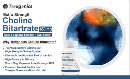 Trexgenics Choline Bitartrate 650mg Cognitive Function, Fat Metabolism,- image 5