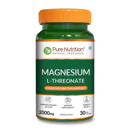 Pure Nutrition Magnesium L Threonate Supplement – 30 Tablets | Magnesium Supplement Suports Relaxation & Better Sleep | Enhances Memory, Cognitive Function & Brain Health