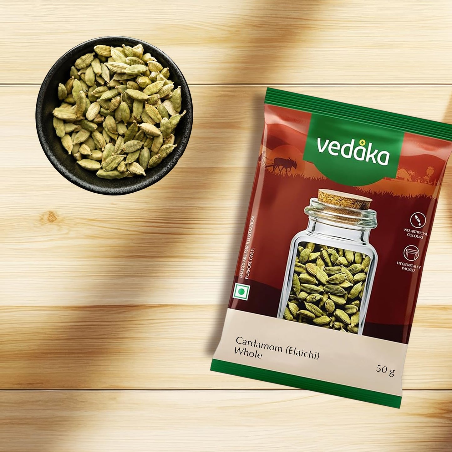 Amazon Brand - Vedaka Whole Cardamom (Elaichi), 50g