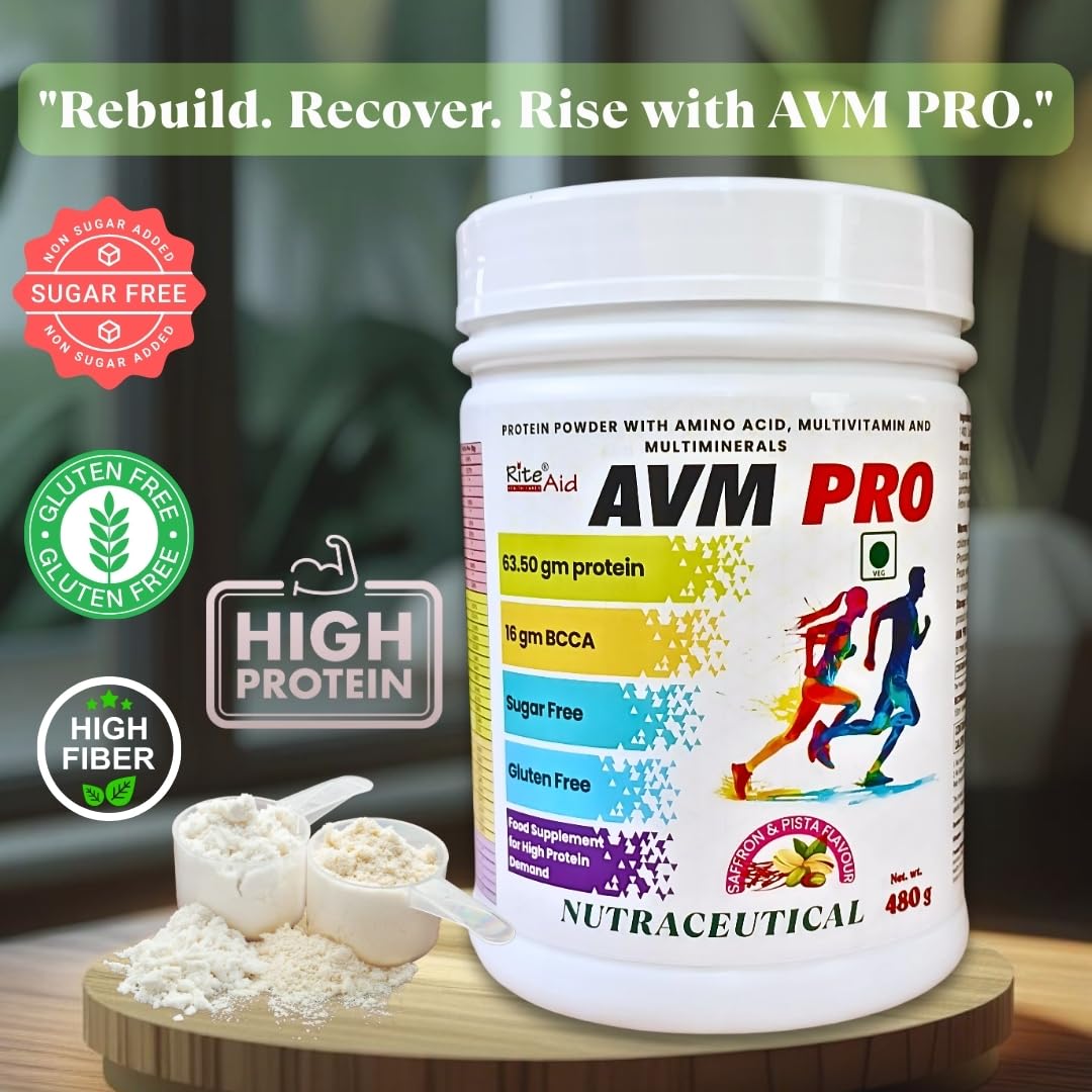 RITE AID HEALTH CARES AVM PRO Nutraceutical Protein Powder with Amino Acid, Multivitamins & Multiminerals | Nutritional Drink Mix to Help Support Daily Protein Supplement (480g)