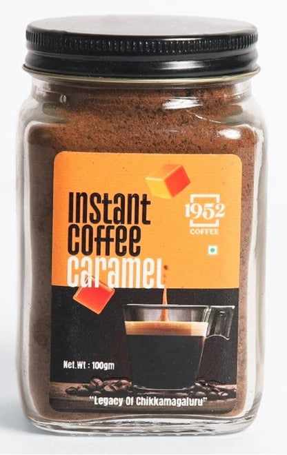 1952 Caramel Instant Coffee Powder | Premium Flavored Coffee | Rich & Creamy Taste | Easy to Brew Hot & Cold | Strong & Aromatic Instant Coffee | Makes 50 Cups 100 G, Jar