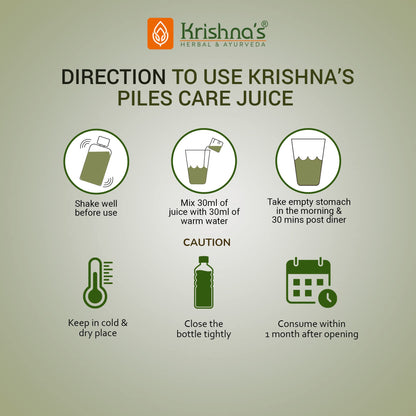 KRISHNA'S HERBAL & AYURVEDA Piles Care Juice - 1000 Ml, Ayurvedic Piles Care Expert, Goodness Of Chitrak Mool, Bachh, Kutaj, Bilav & 6 Other Herbs