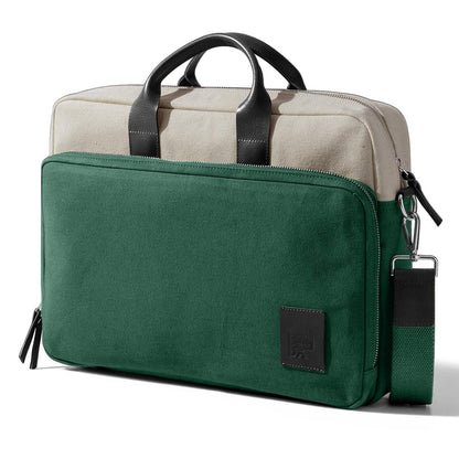 DailyObjects 100% Cotton Canvas Commute Laptop Messenger (11L) Unisex bag | Travel Shoulder Handbag With Trolley Sleeve | Metal Zip Closure, Leather Handles | Padded Laptop Compartment For 14"