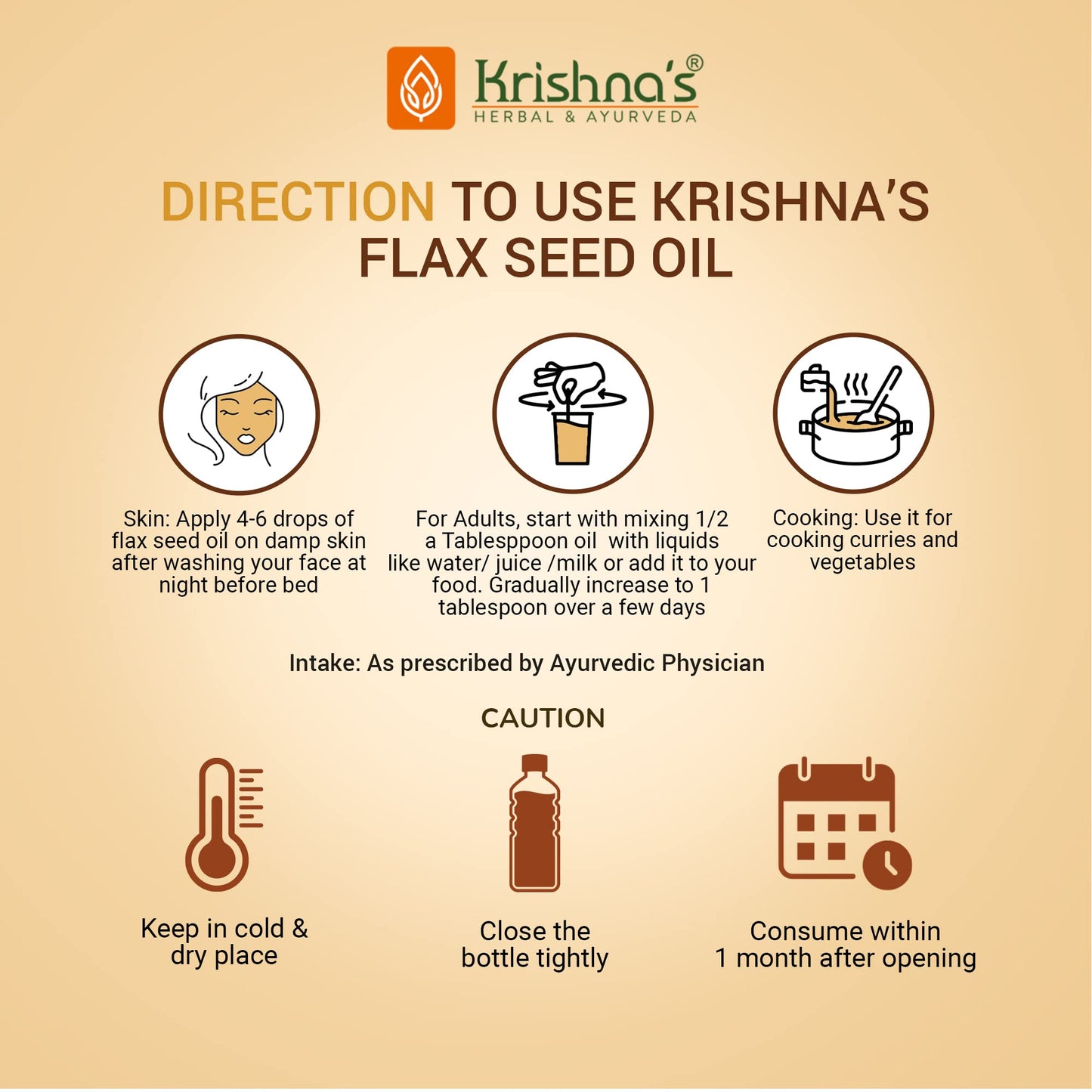 Krishna's Flaxseed Oil (50 ml)(Pack of 2) | Virgin Cold Pressed Flex seed oil | Rich in Omega 3-6-9 | Made in Kachi Ghani