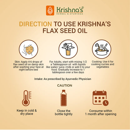 Krishna's Flaxseed Oil (50 ml)(Pack of 2) | Virgin Cold Pressed Flex seed oil | Rich in Omega 3-6-9 | Made in Kachi Ghani