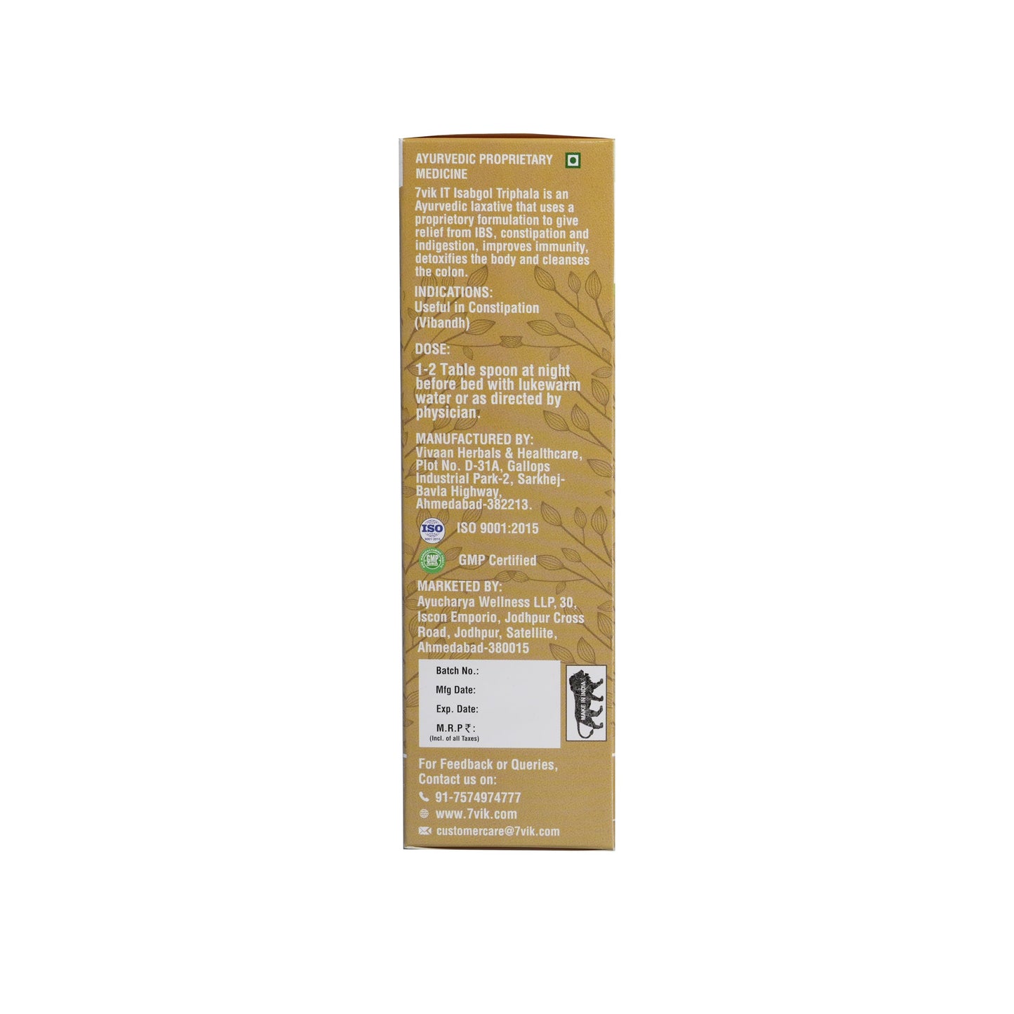 7vik IT Isabgol Churan - Extremely effective Psyllium Husk Bhusi/Churan Relief From Chronic Constipation Ayucharya Wellness LLP (200 gm)