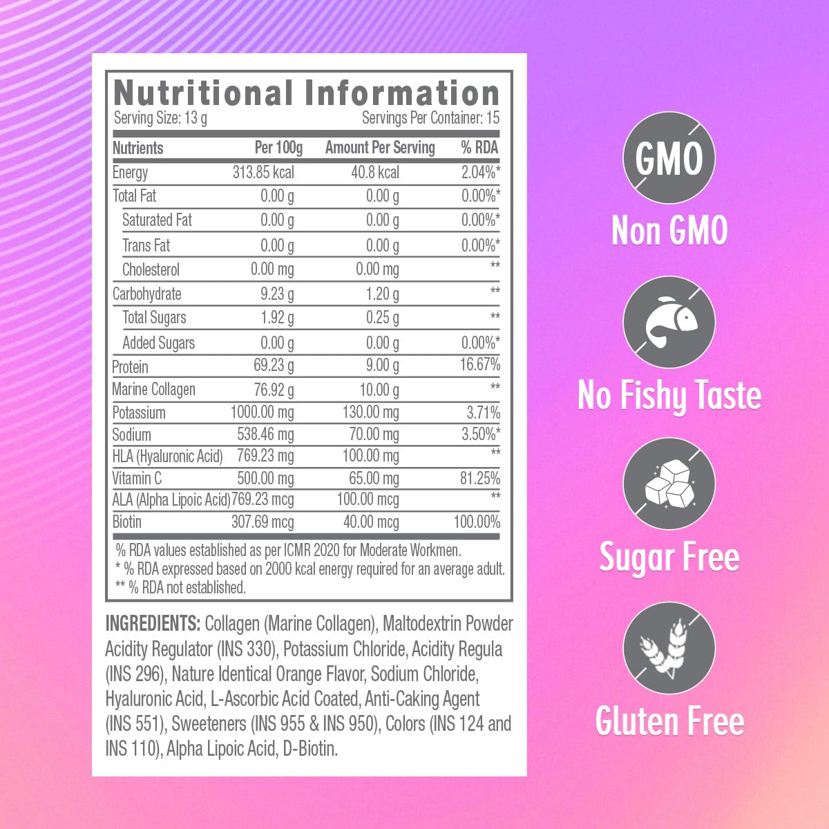 GNC Marine Collagen I India's Only 10g Clinically Proven Collagen (200g) I For Radiant & Youthful Skin|Reduces Fine Lines & Wrinkles|Added Hyaluronic Acid|Biotin & Vitamin C|Orange Flavour-Powder