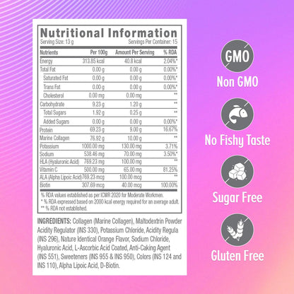 GNC Marine Collagen I India's Only 10g Clinically Proven Collagen (200g) I For Radiant & Youthful Skin|Reduces Fine Lines & Wrinkles|Added Hyaluronic Acid|Biotin & Vitamin C|Orange Flavour-Powder