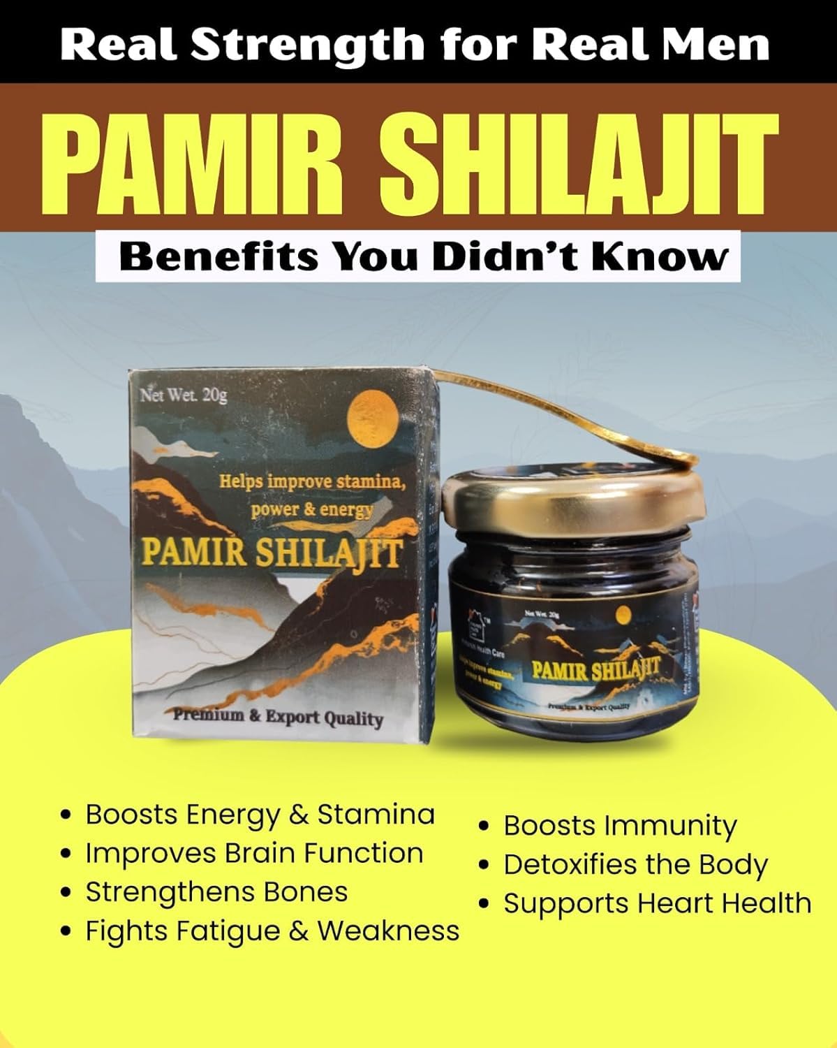 Himanshi Health Care Pure Himalayan Shilajit Resin by Premium Pamir – 20g