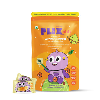 PLIX - THE PLANT FIX Kids ChyawanBoost Gummies | Helps Boost Immunity & Supports Digestion | with 34 Herbs | Amla & Ashwagandha Extract | Daily Use | 30 gummies