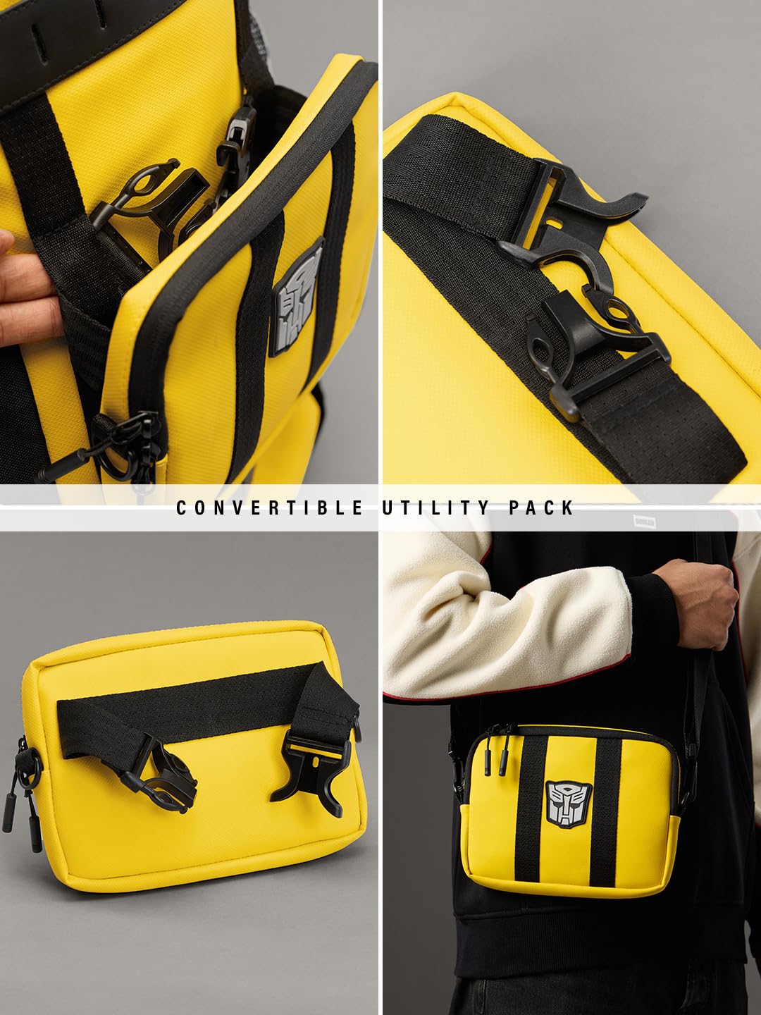 The Souled Store Bumblebee: Tactical Autobot Backpacks | Premium Padded Laptop Bag with Multi-Utility Pockets | Transformers Edition Unisex Travel Rucksack for Men & Women – Stealth Yellow & Black