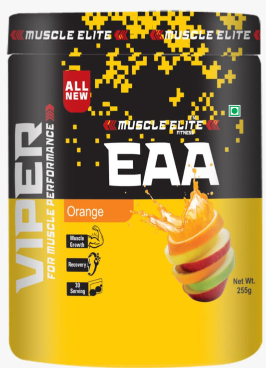 MUSCLE ELITE FITNESS EAA Supplement 30 Serving Muscle Growth | Recovery | Hydration Blend, Energy Matrix 255g Orange X1