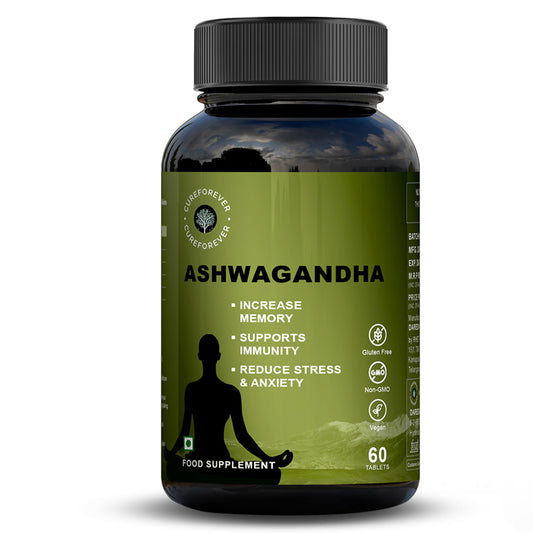 CUREFOREVER Ashwagandha Supplement 1200mg - 60 Tablets for Men & Women, Supports