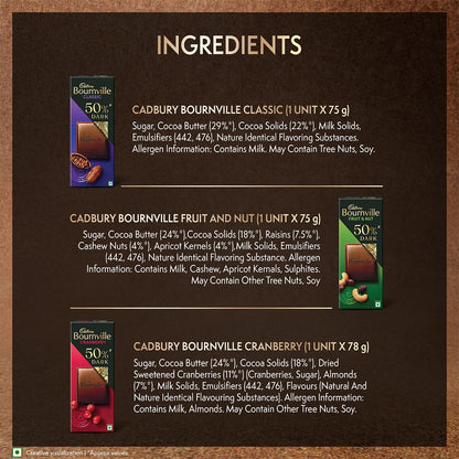 Cadbury Bournville 50% Dark Chocolate Assorted Collection Gift Pack, 228 g