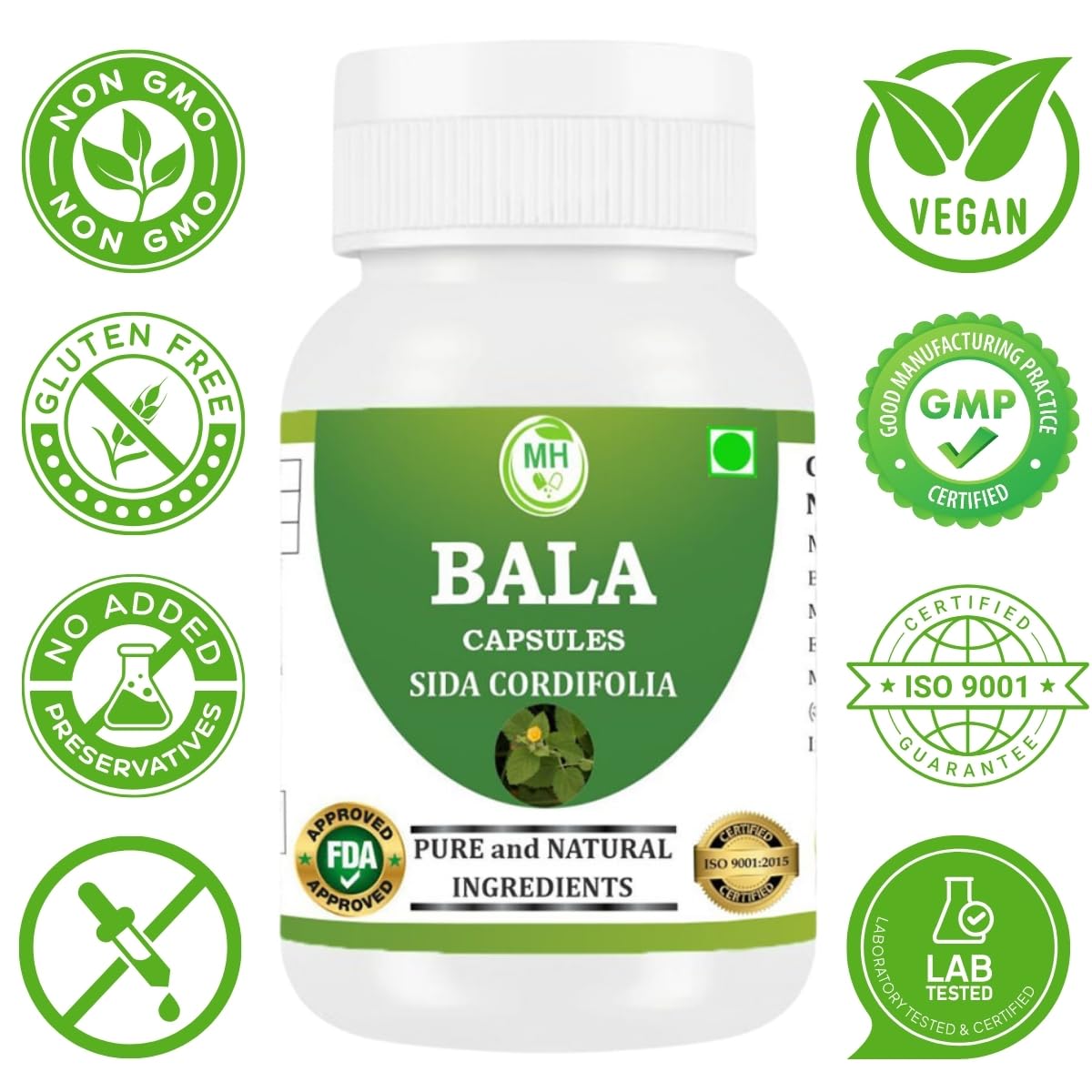 Morsan Healthcare Bala Capsules (Sida cordifolia) | 60 Veg. Capsules 500 Mg. | Made with Natural Ingredients (Pack of 1)