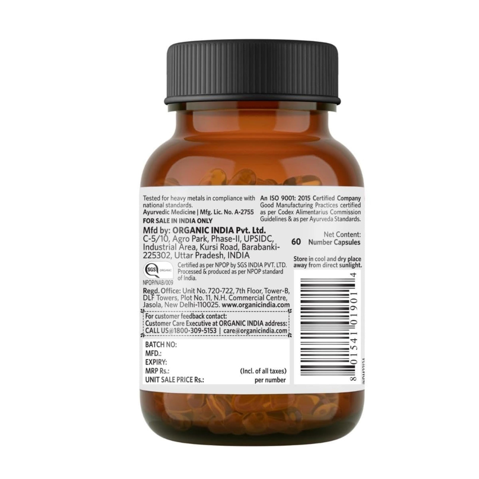 Organic India Triphala 60 Capsules Bottle- image 3