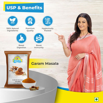Spyran Garam Masala Powder with 100% Natural Ingredients, No Onion Garlic, and No Salt, Authentic Indian Spices 200 grams