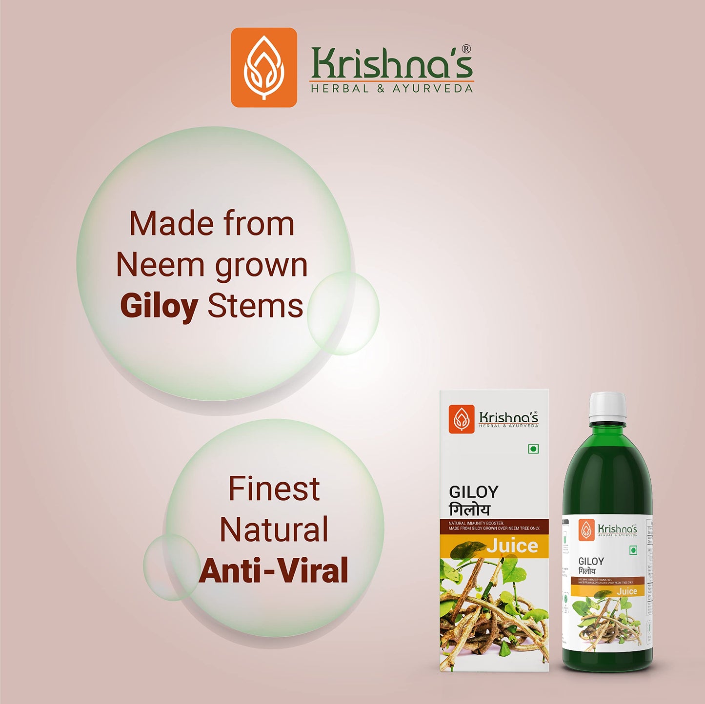 KRISHNA'S HERBAL & AYURVEDA Giloy Juice Immunity Booster - 1000 Ml | Pack Of 1 | Immune Support | Respiratory Health & Gut Health