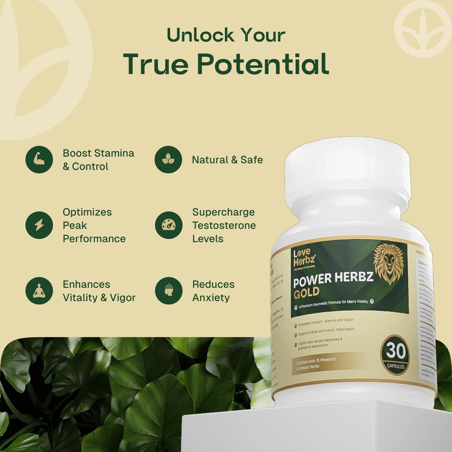 Power Herbz Gold Gokshura Tablets for Men | 100% Ayurvedic T Booster & Performance Capsule for Men | Boosts Stamina | Horse Fire Tablets 30 Capsules | Himalayan Herbals Gokshura, Pure Ashwagandha & Pure Shilajit.