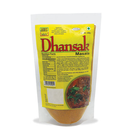 Jude's Food Products Dhansak Masala | Authentic, traditional recipe | Ready to Use | Perfect for Cooking |No Added Colour, Flavours | For Vegetables, Lentils, Chicken, Meat, Curry | Spice Powder | 100 gms (Pack of 1)