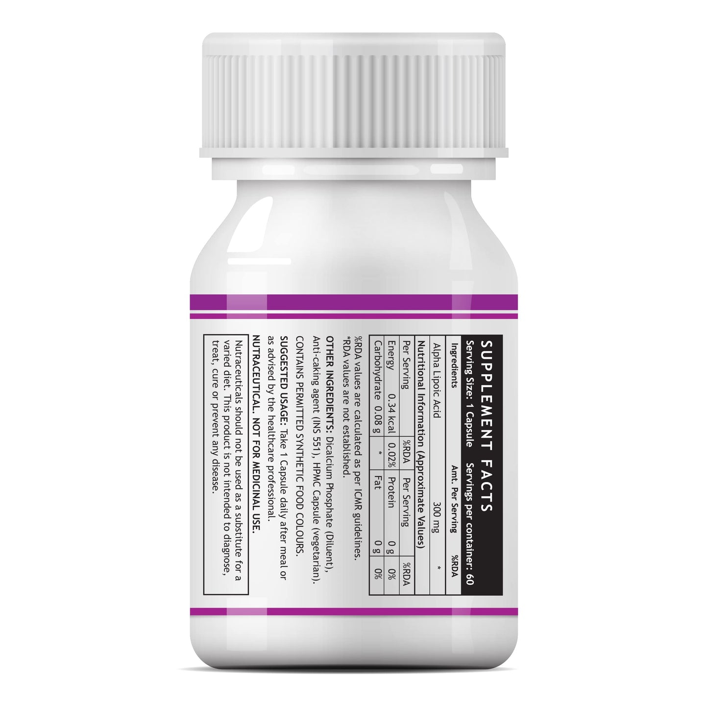 INLIFE Alpha Lipoic Acid ALA 300mg, Universal Antioxidant Supplement, Nerve Health & Energy Support, Men Women, 60 Veg Capsules (Pack of 1, 60)