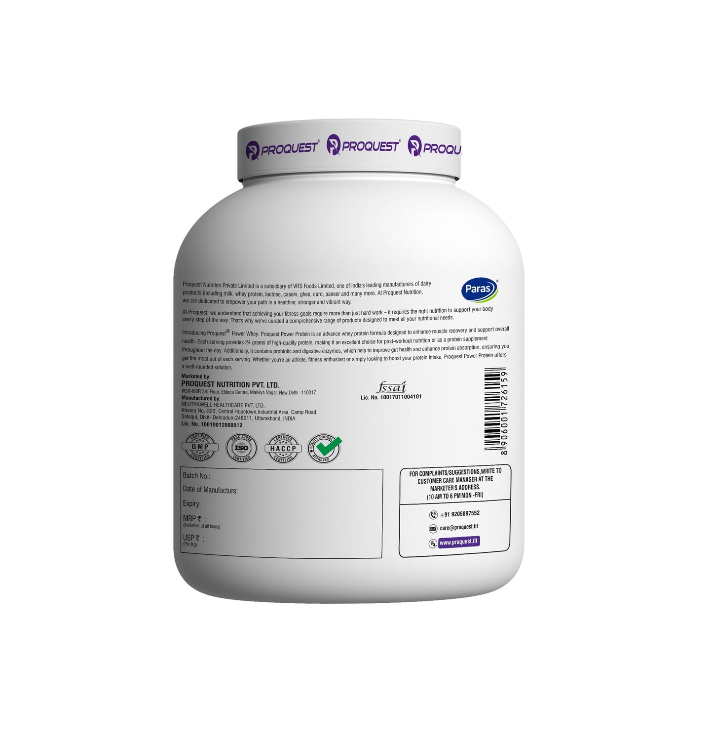 ProQuest Whey Protein Powder, kesar pista 2 kg / 4.4 Lbs (55 Servings) | 24g Protein per Scoop | Lab Tested | With Probiotics & Digezyme® | Perfect for pre-workout, post-workout or intra-workout supplement, supporting muscle recovery & performance
