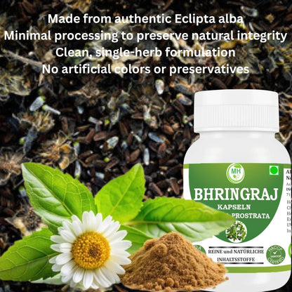 Bhringraj Capsules – 100% Pure & Natural | Ayurvedic Herbal Supplement | Hair & Scalp Support | 60 Vegan Capsules (4)