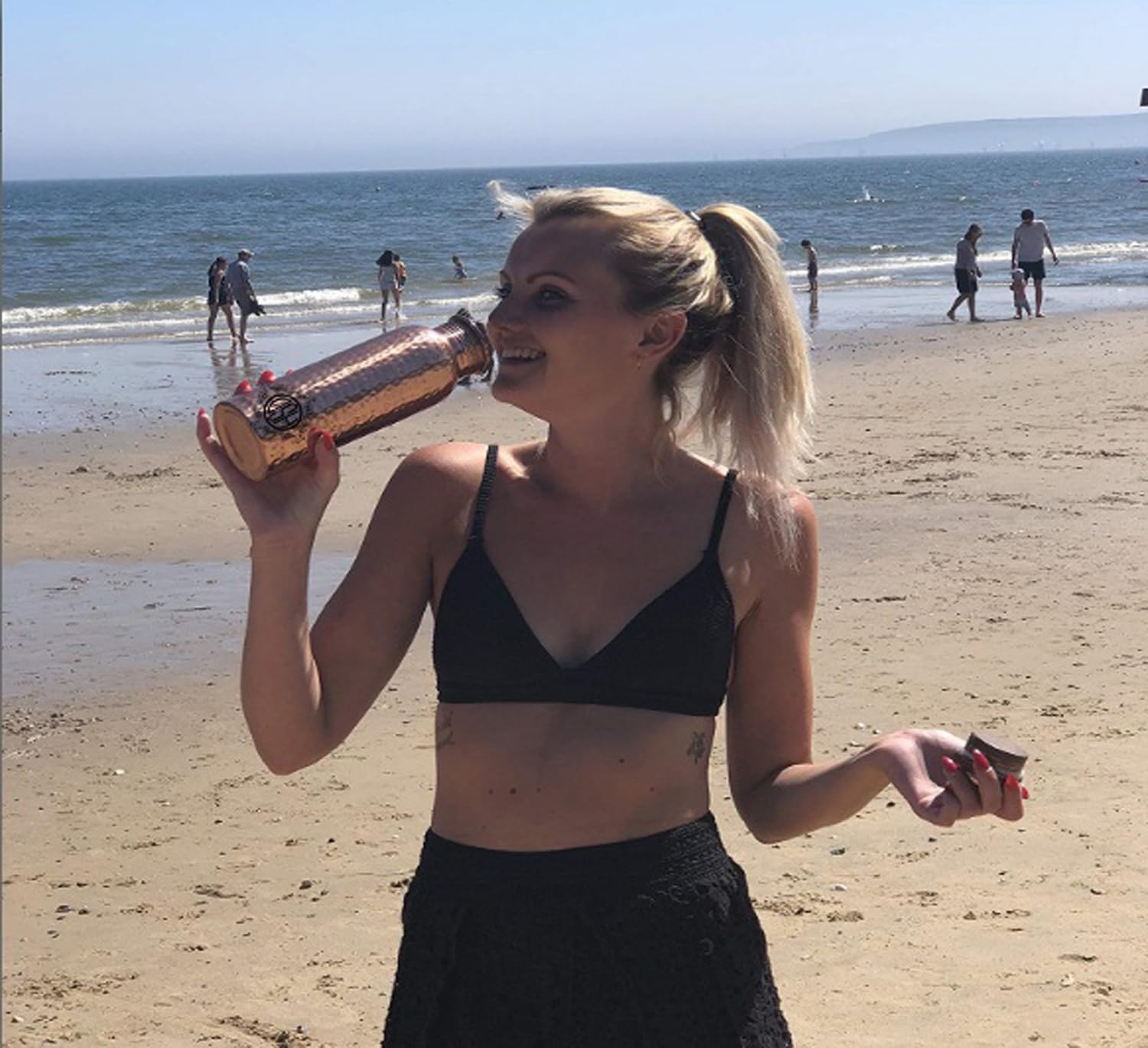 DSH Pure Copper Bottle for Water 1 Liter | Dirt Proof Leak Proof and Jo- image 2