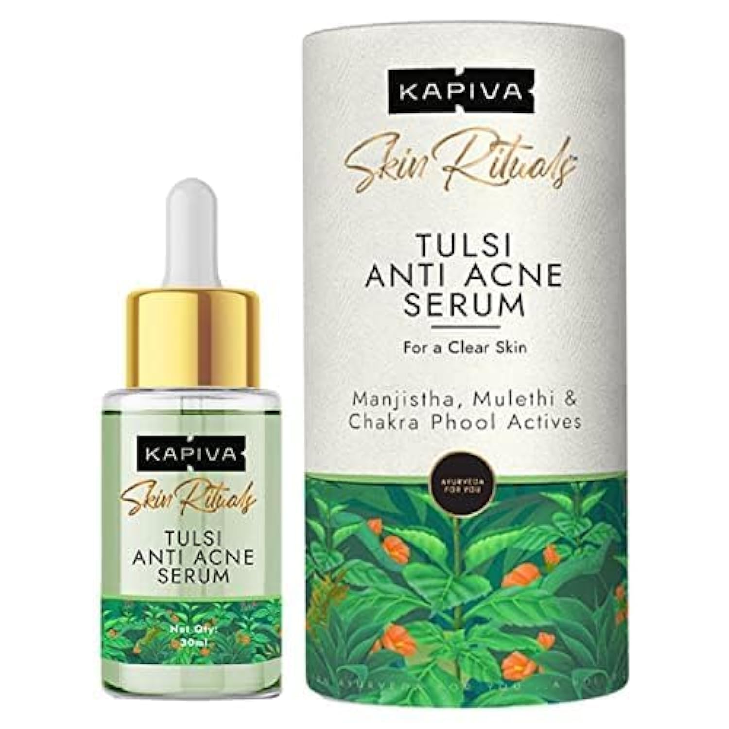 Kapiva Tulsi Anti-Acne Serum 30 ml | For Acne & Acne Marks | Made Safe Certified