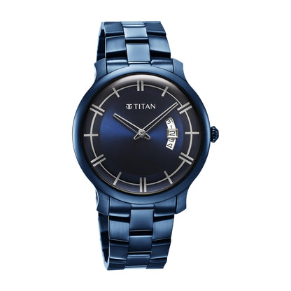 Titan Classic Distincta Blue Dial Analog with Date Stainless Steel Stra- image 5