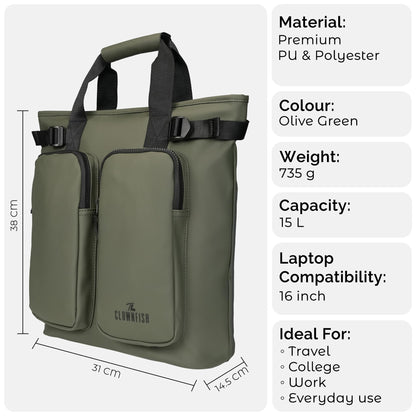 THE CLOWNFISH Loomis Series Waterproof Laptop Bag | PU Shell | Travelli- image 7