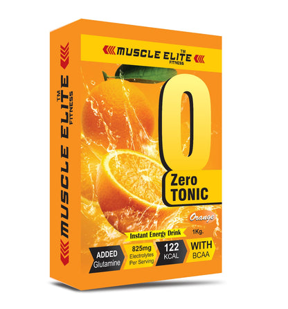 MUSCLE ELITE FITNESS Zero Tonic Instant Energy Drink Pre-Workout Electrolyte Energy Drink BCAA, Monohydrate and L-Glutamine Sports Supplement | 825mg Electrolytes [32 Servings] X1 Orange